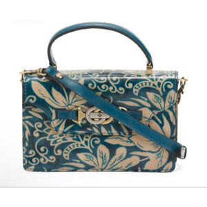 NWT Patricia Nash Teal Beige Floral Leather Satchel